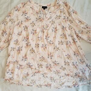 Jones & Co New York Floral Blouse Cream & Pink 1X